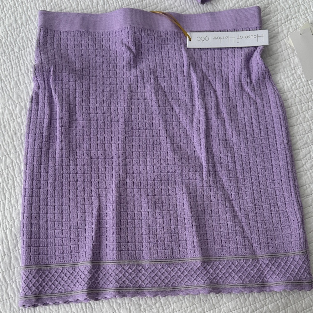 House of Harlow 1960 Lavender Knit Polo Skirt Set - Picture 2 of 7